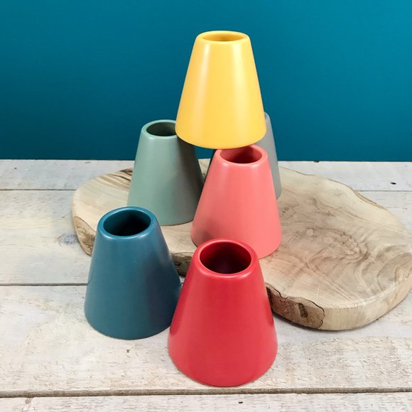 RED ENVELOPE Modern Bud Vases Set Of 6 Conical Colorful Air Plant Succulent Pots - Picture 7 of 7